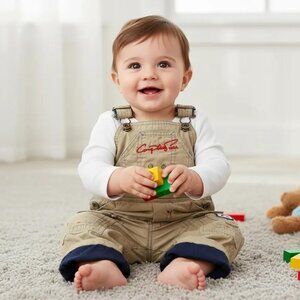 Complices Unltd Khaki Beige Fleece Lined Overalls size 12 Months